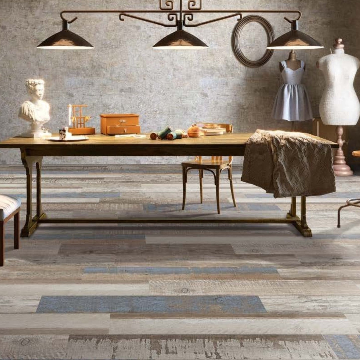 mystic blue wood effect porcelain tiles