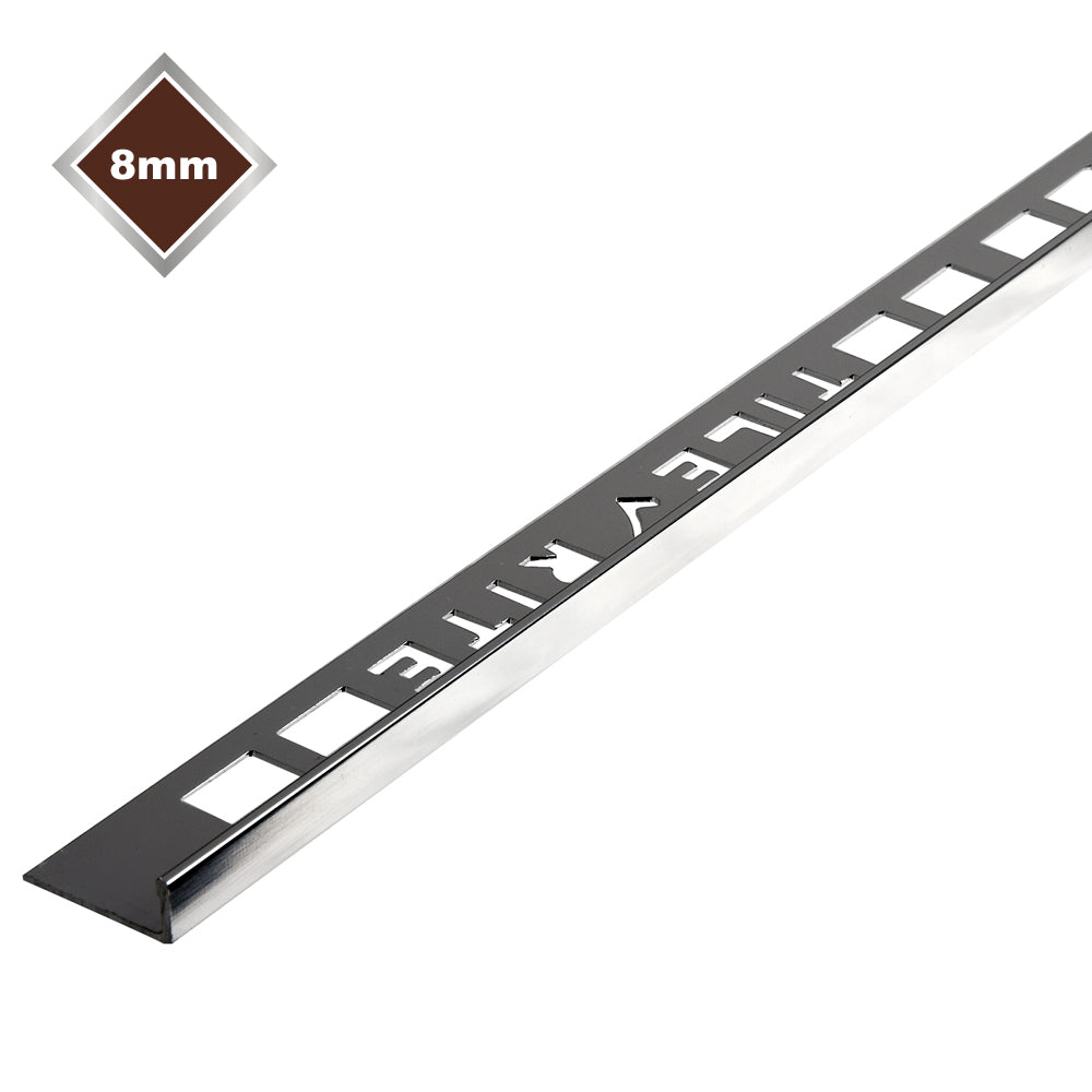8mm Bright Silver L shape tile trim