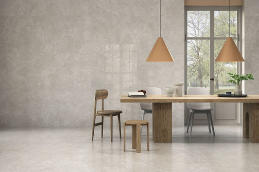 lifestyle image of kenia beige polished tile by emigres