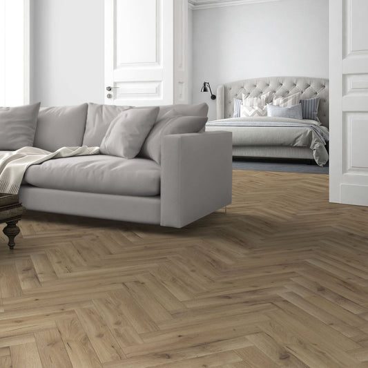 Albany Oak Herringbone Lignum Fusion 12mm Laminate Lifestyle Image