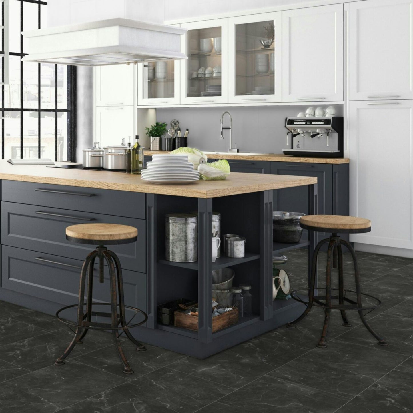 Botticino Dark Falquon 8mm Laminate Lifestyle Image