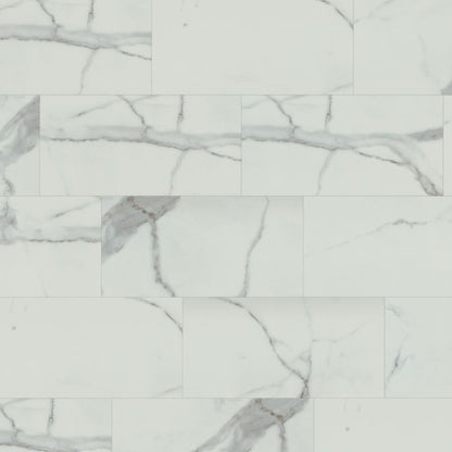 Carrara White Marble Matt Lignum Core Tile 5.5mm Rigid Vinyl Board Image