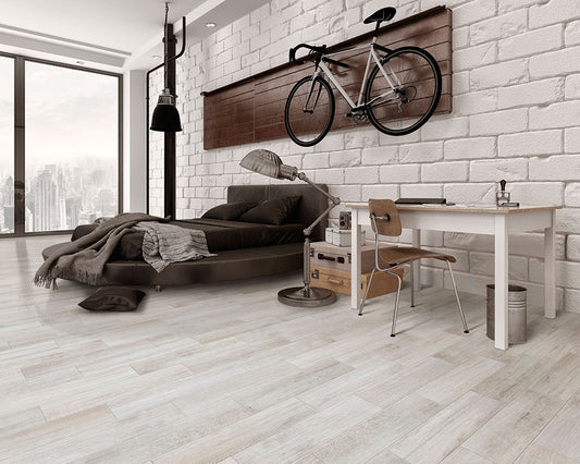 Fusion White Wood Effect Tiles