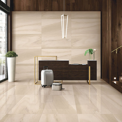 Dazzle Urbano Cream Semi Polished 1200x600 Lifestyle Image