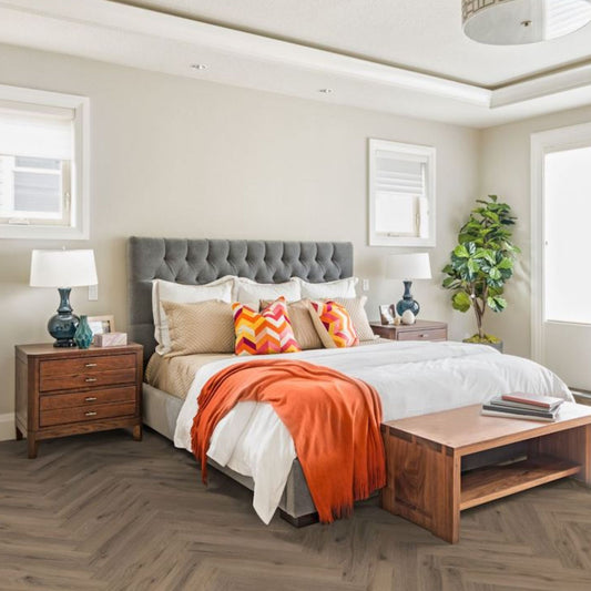 Mocha Oak Herringbone Lignum Core 5mm Rigid Vinyl Lifestyle Image