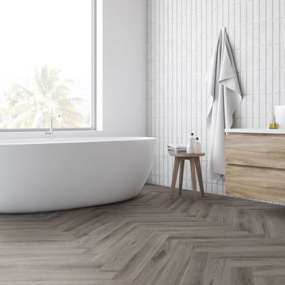 Rustic Grey Oak Herringbone Lignum Core 5mm Rigid Vinyl Lifestyle Image