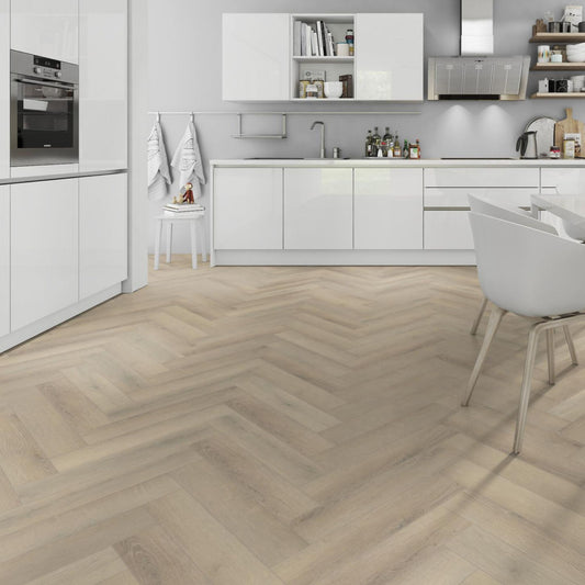 Seashell Oak Herringbone Lignum Core 5mm Rigid Vinyl Lifestyle Image
