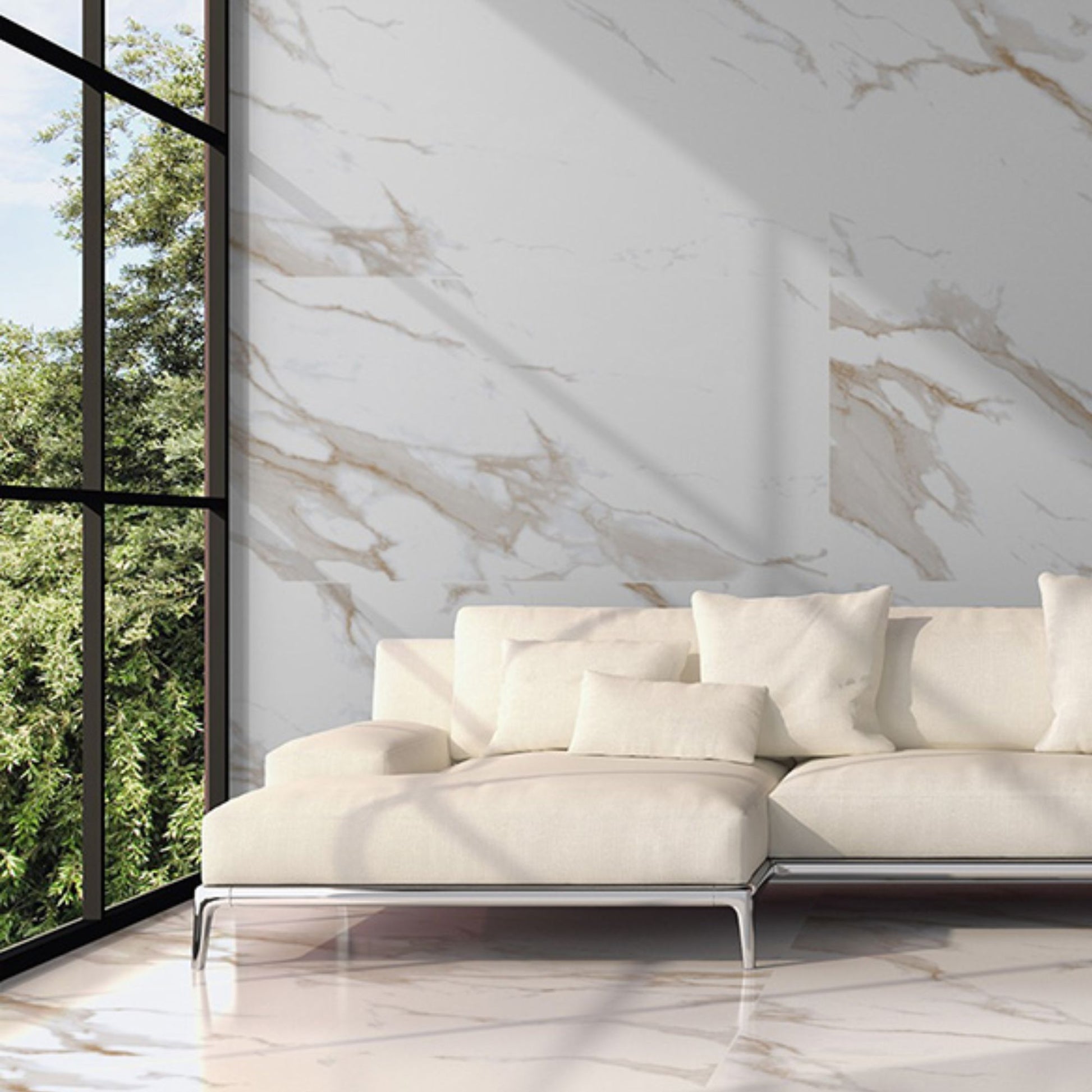 Statuario Mercury Gold Matt 1200x600 Lifestyle Image