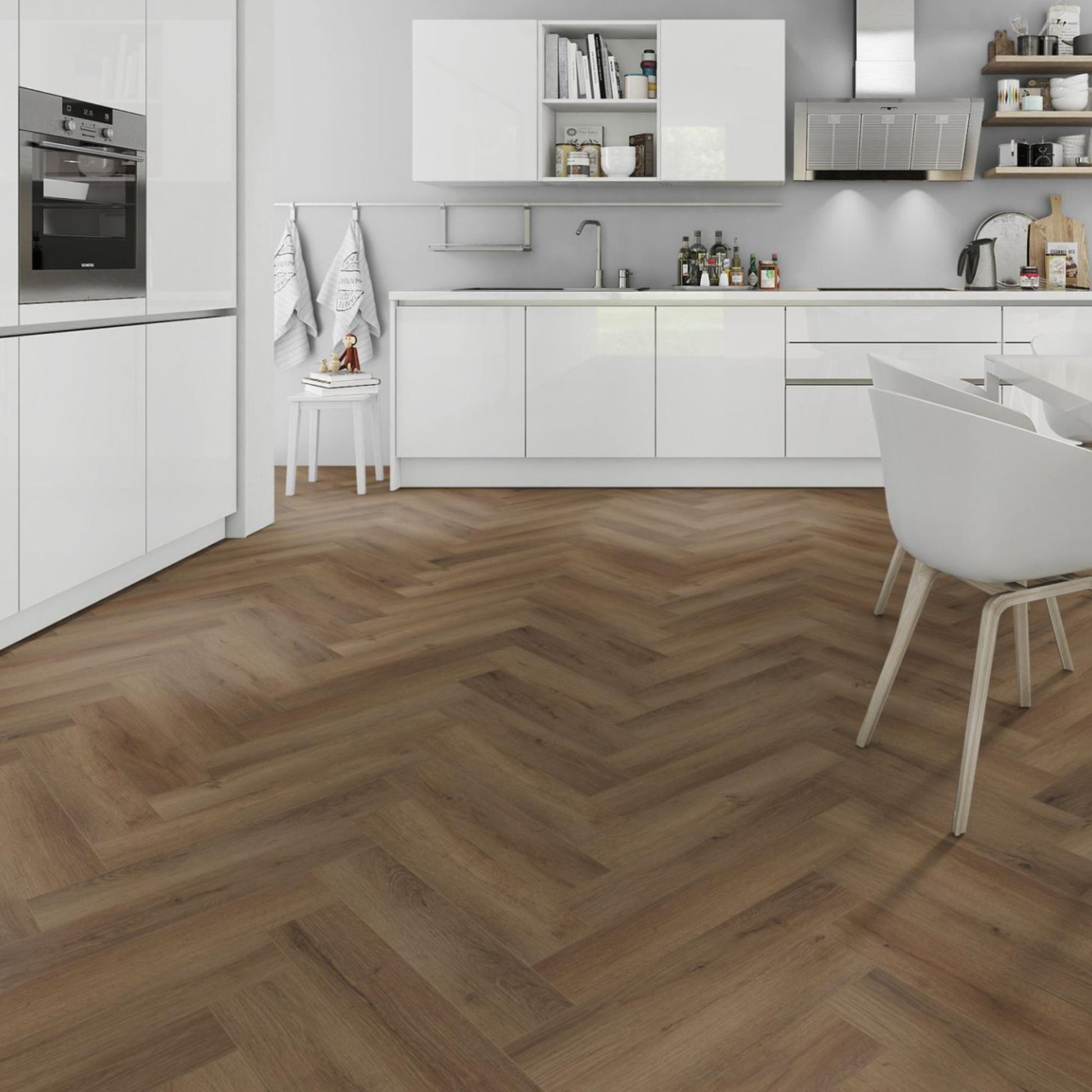 Truffle Oak Herringbone Lignum Core 5mm Rigid Vinyl Lifestyle Image