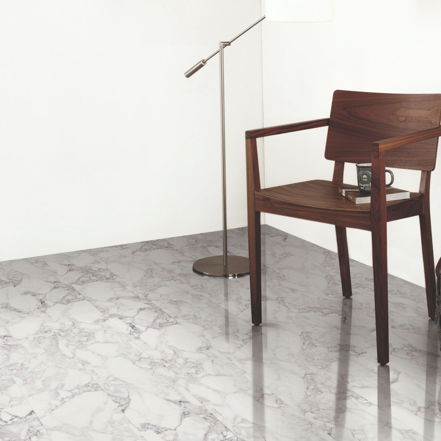 White Marble Gloss Kaindl Gloss 8mm Laminate Lifestyle Image