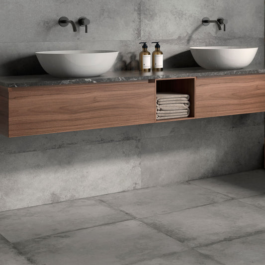 Alloy Grey Matt 1200x600 Tiles Lifestyle Image