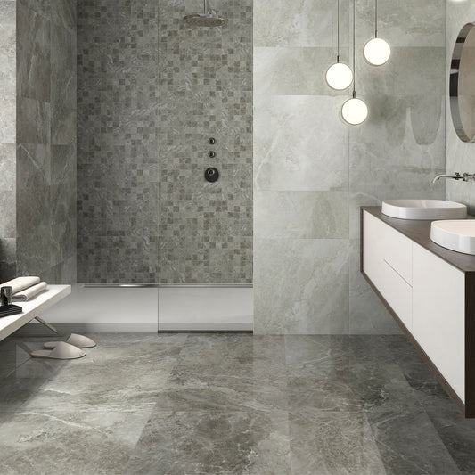 arezzo marengo porcelain tile by pamersa ceramic tiled in a bathroom