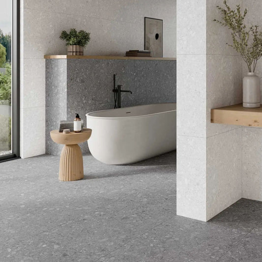 ceppo grey large format porcelain tiles by villa ceramica