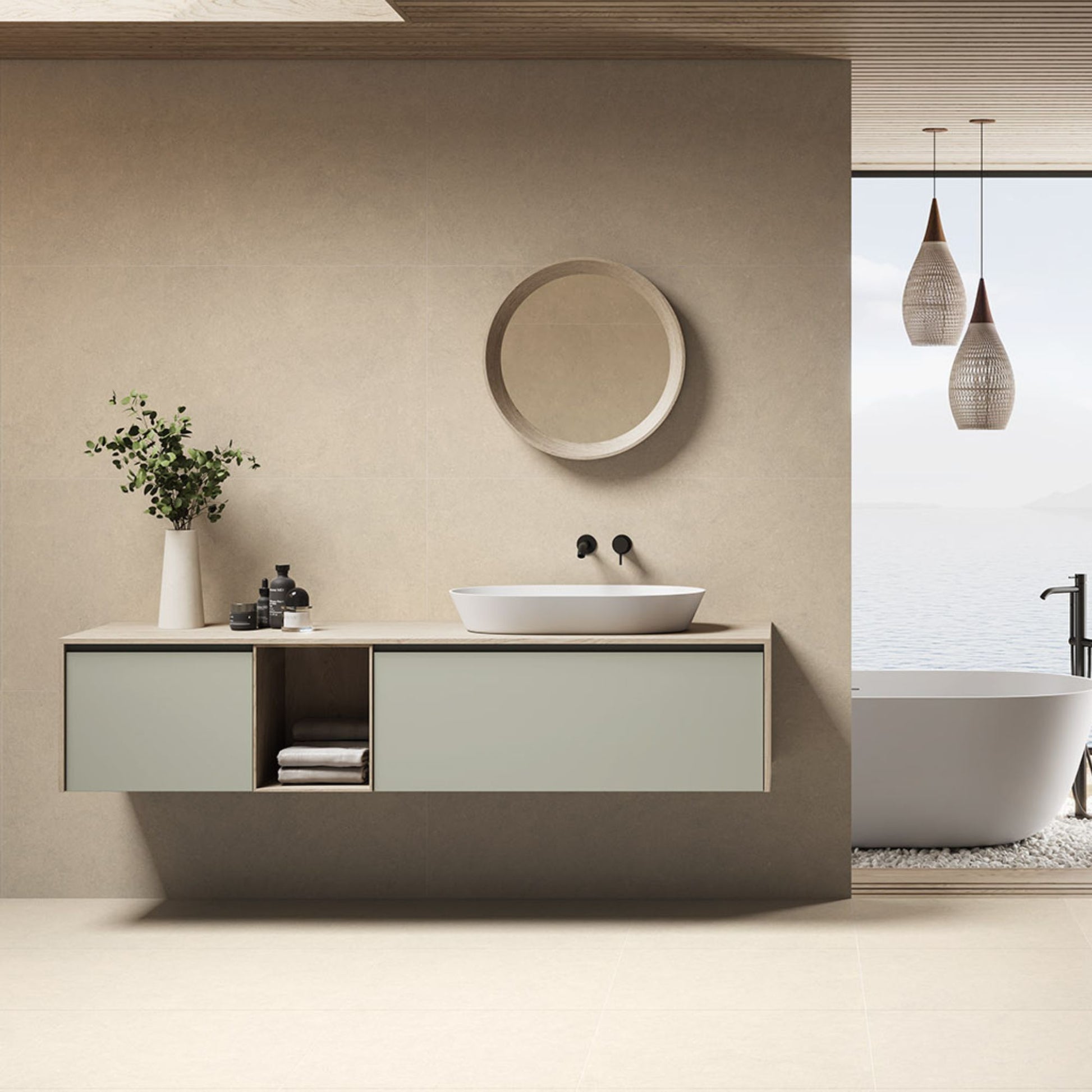 Cromat Marfil Semi Polished 1200x600 Tiles Lifestyle Image