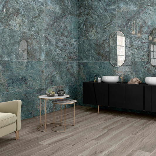 Lux Kionia Smeraldo Polished 1200x600 Tiles Lifestyle Image