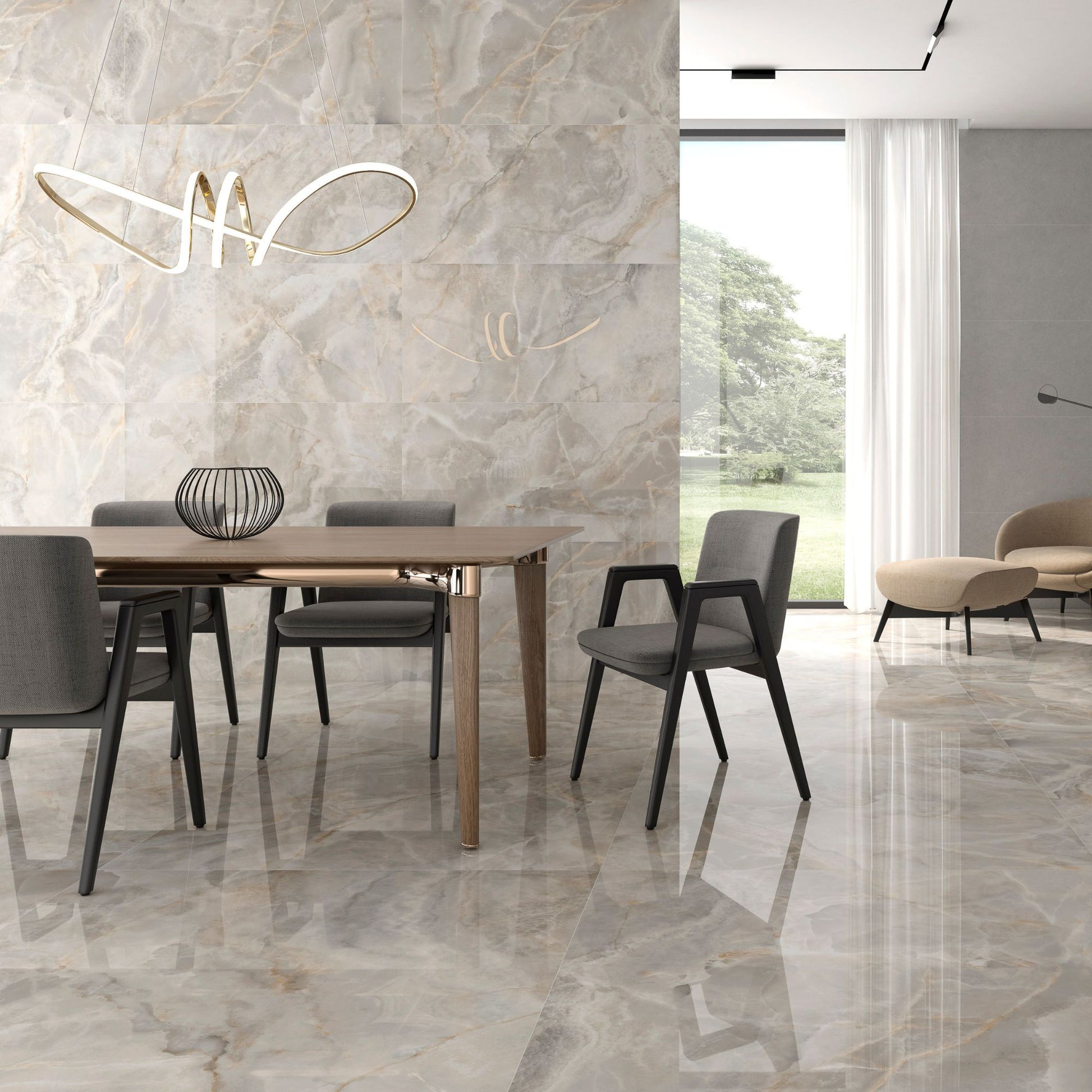 Lux Noor Almond Polished 1200x600 Tiles Lifestyle Image
