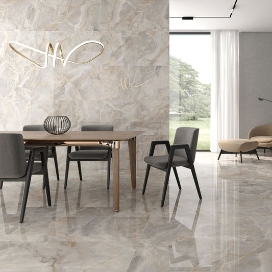 Lux Noor Almond Polished 1200x600 Tiles Lifestyle Image