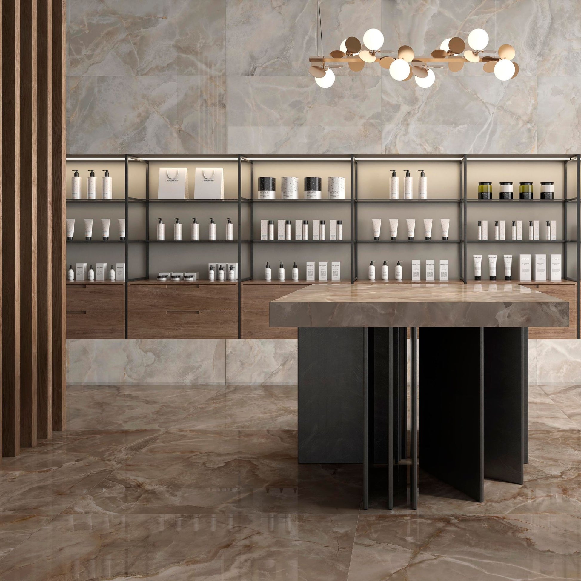 Lux Noor Nut Polished 1200x600 Tiles Lifestyle Image