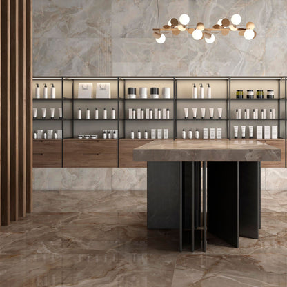 Lux Noor Nut Polished 1200x600 Tiles Lifestyle Image