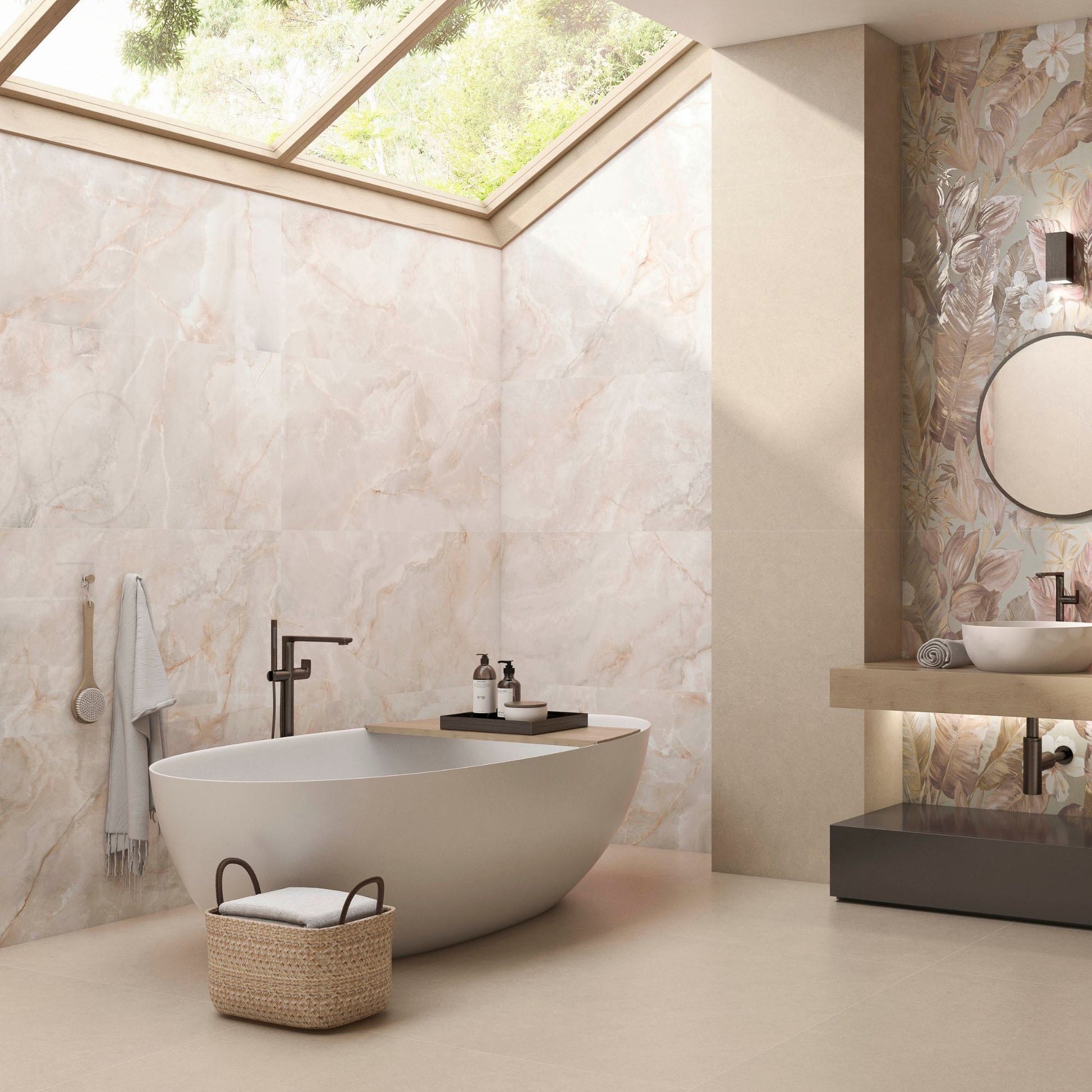 Lux Noor Peach Polished 1200x600 Tiles Lifestyle Image
