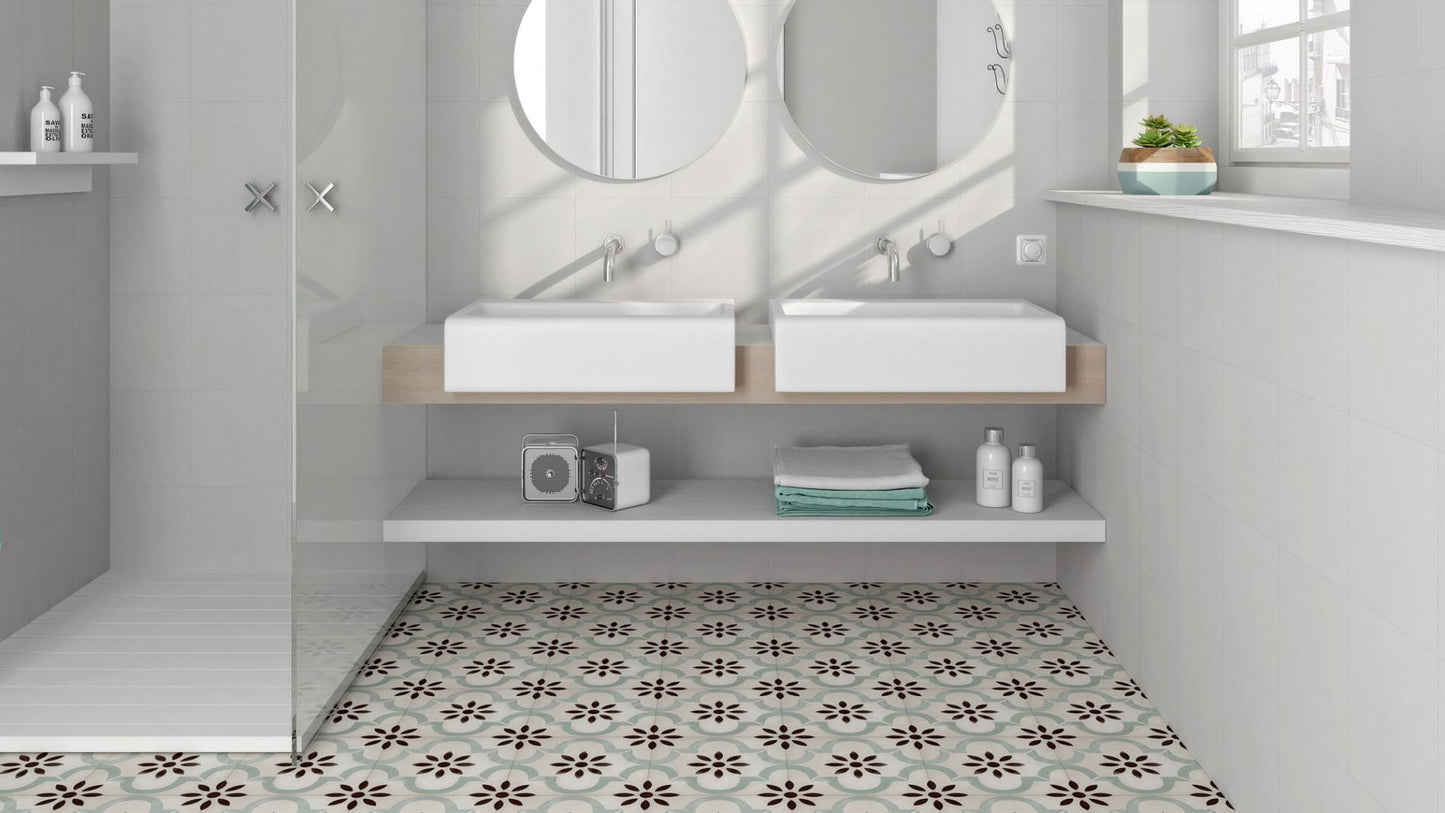 Pamesa art blanco tile on the wall of a bathroom