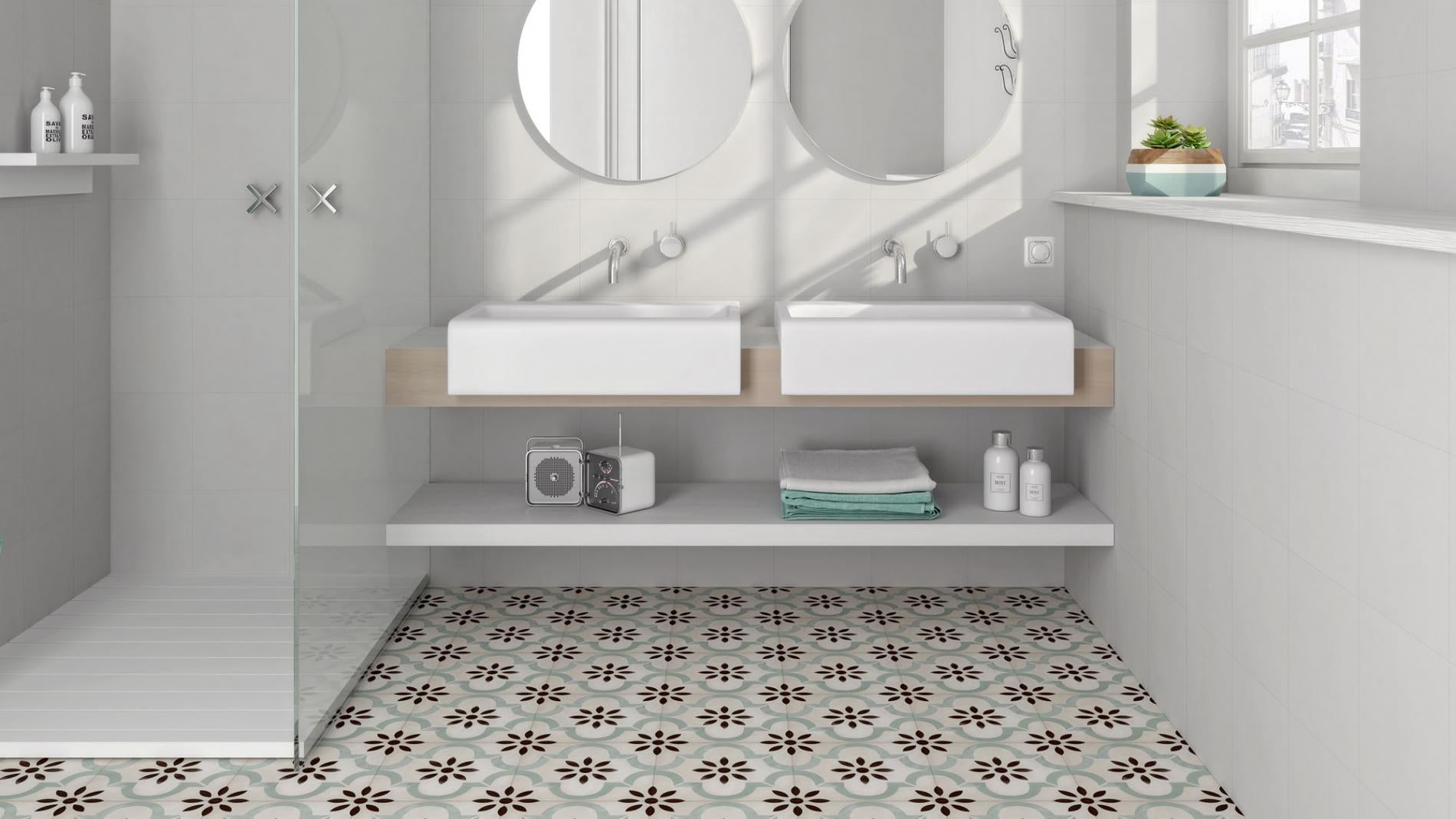 Pamesa art blanco tile on the wall of a bathroom