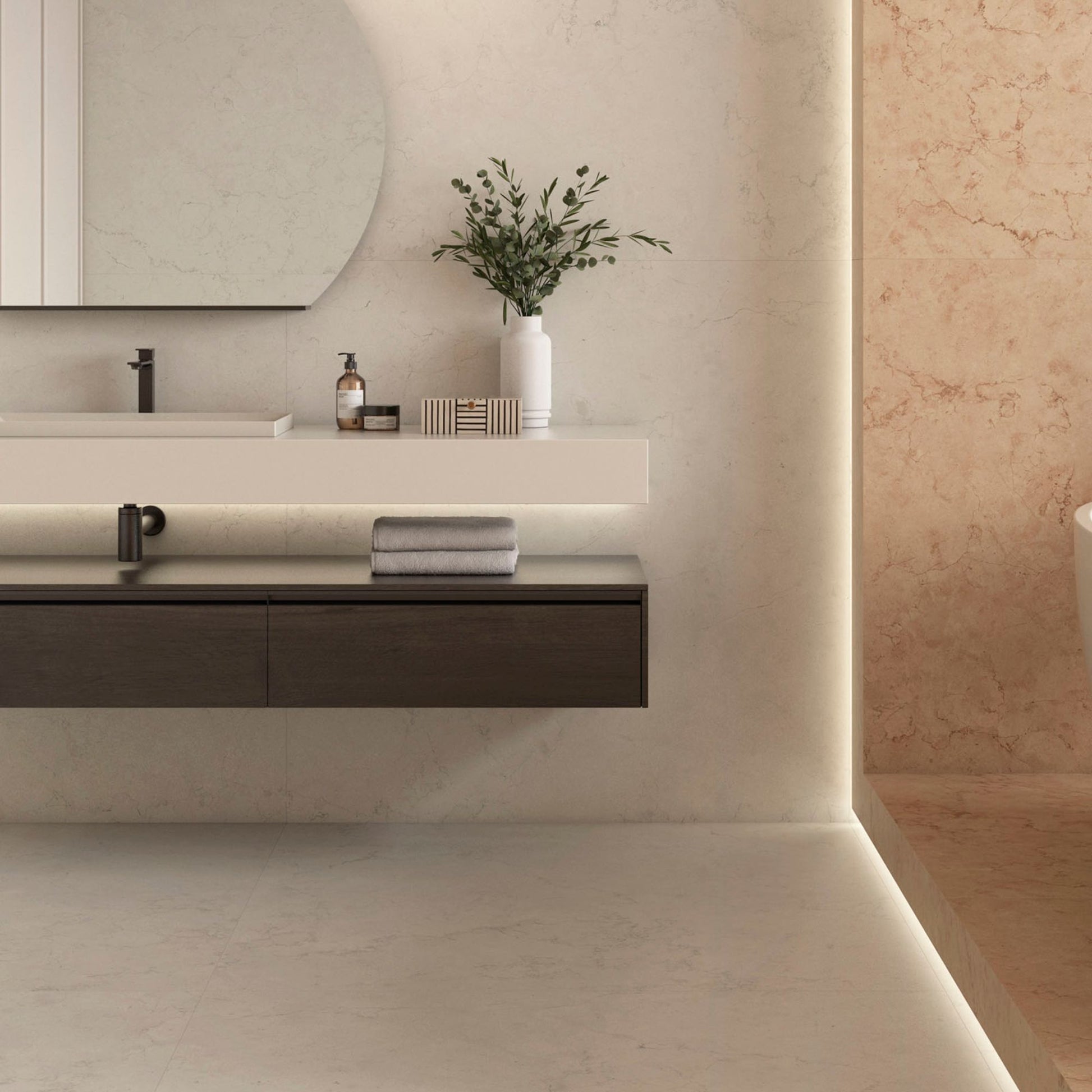 Perlino Bianco Semi Polished 1200x600 Tiles Lifestyle Image