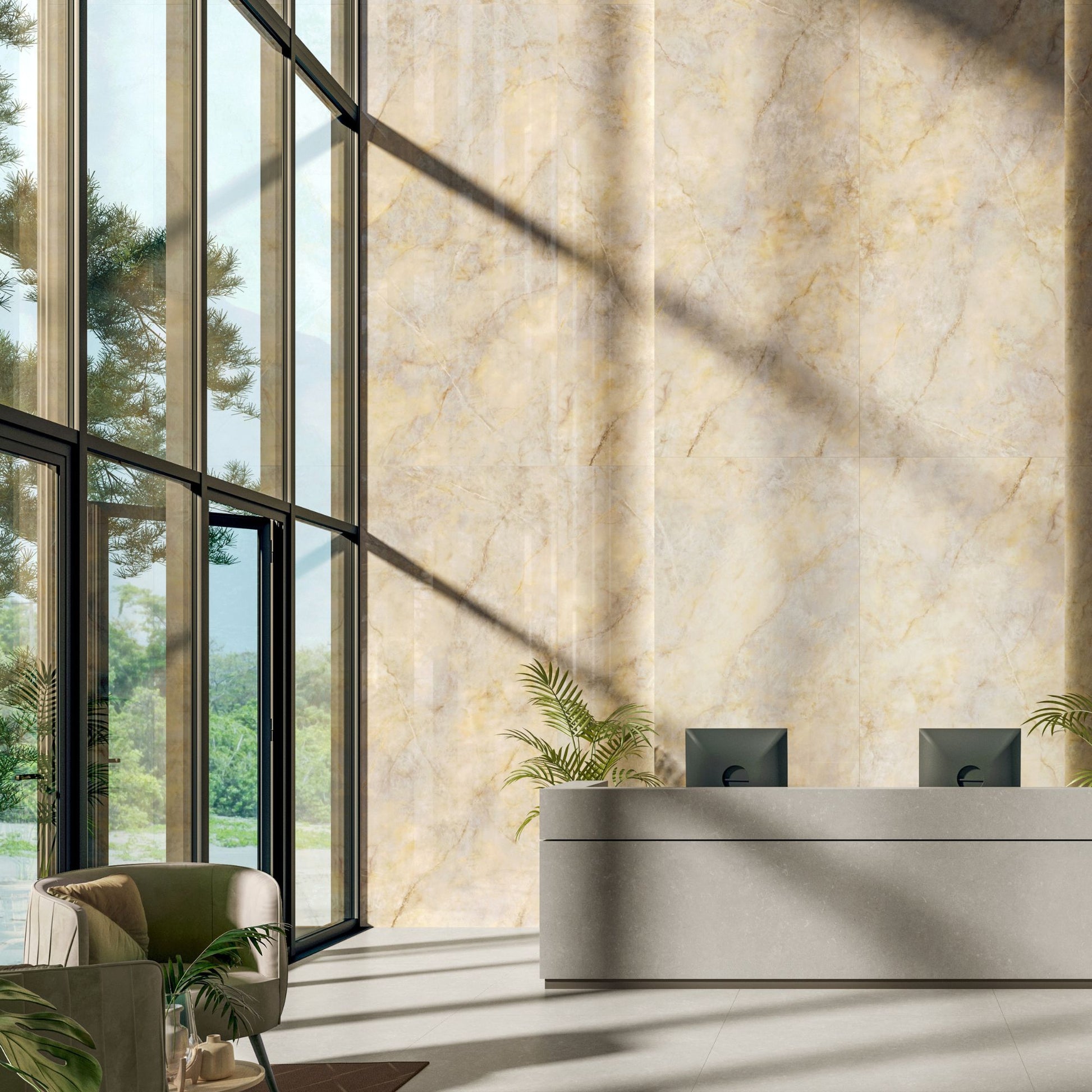 Pure Light Nacar Polished 1200x600 Tiles Lifestyle Image