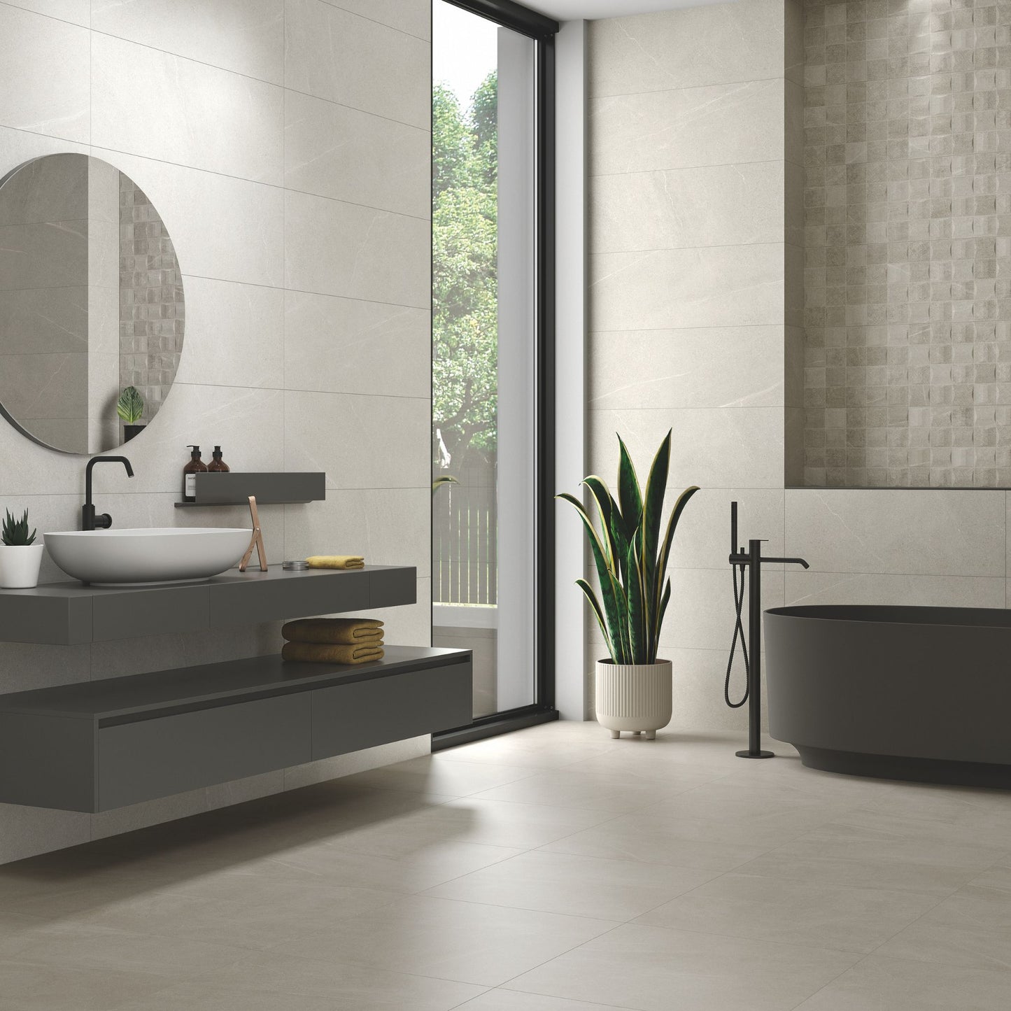 stn bellevue white tiled on the wall
