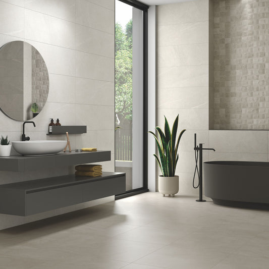 stn bellevue white tiled on the wall