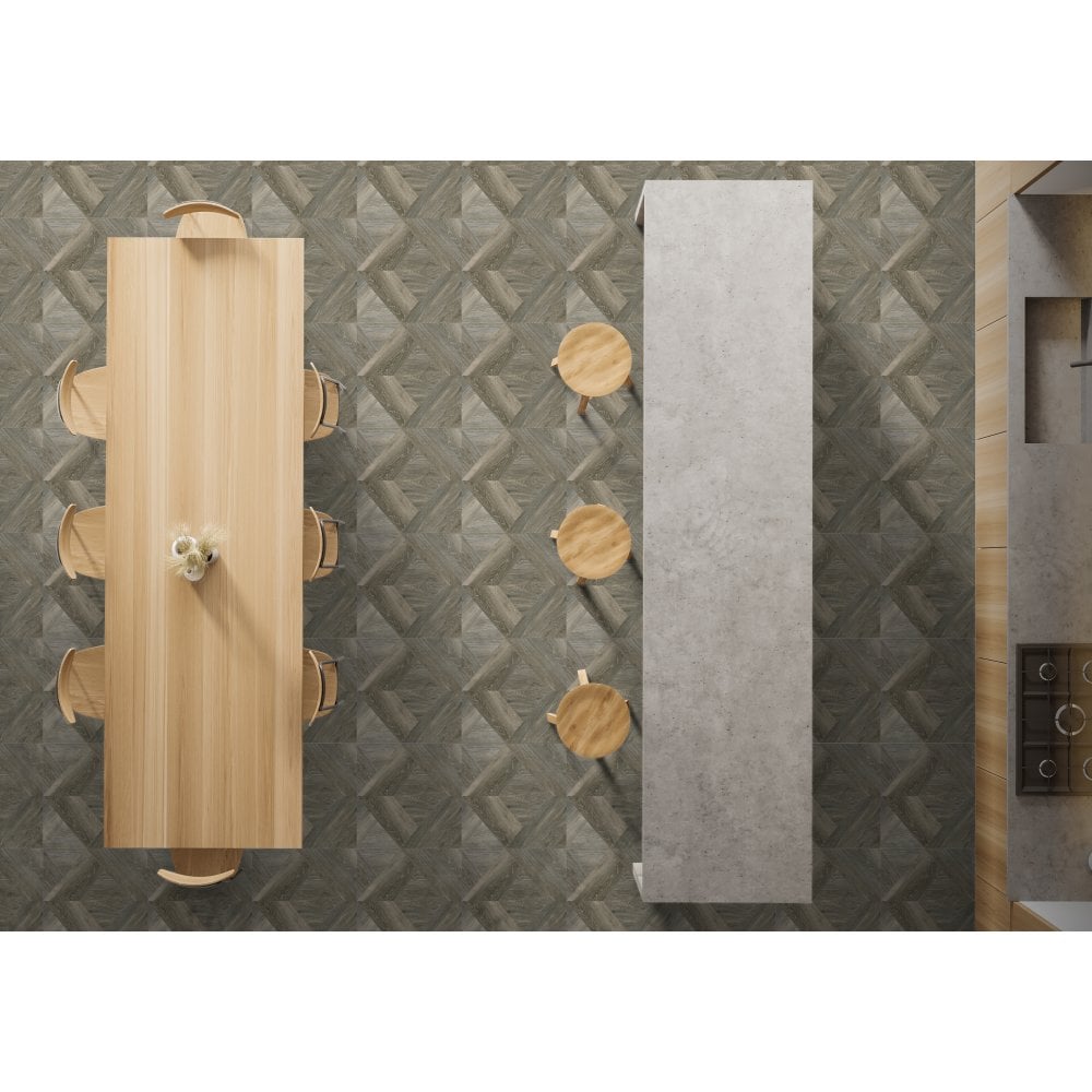 viggo roble 608x608 porcelain wood effect floor tile by pamesa tiled on a kitchen floor
