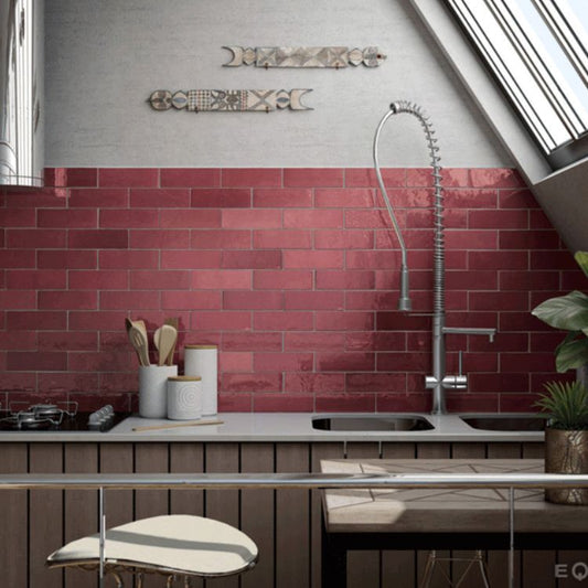 Equipe Artisan Burgandy 6.5x20 Polished Tiles