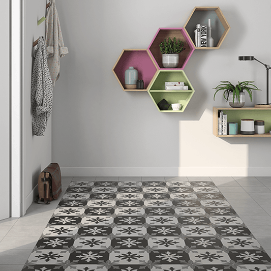 Pamesa Art Degas patterned tile on a hallway floor